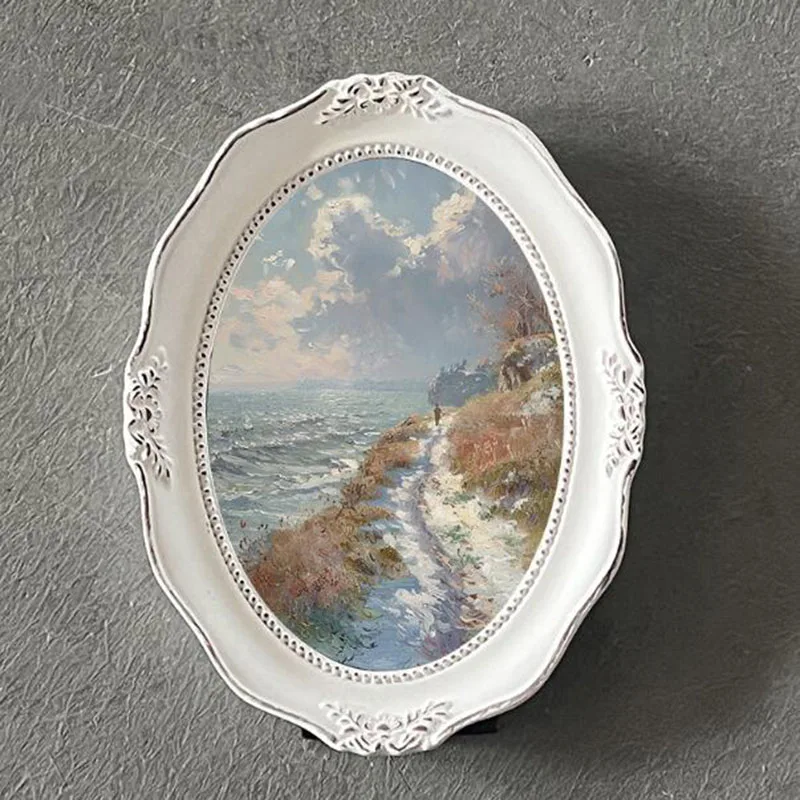 Bamboo Photo Frame - Avrupa Tarzı Beyaz Oval Reçine Düğün