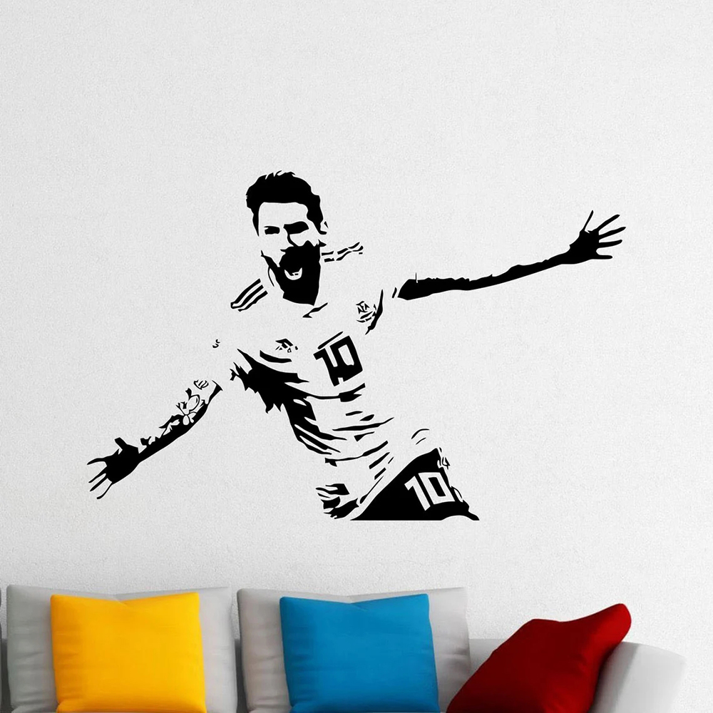 Home Decor Indonesia - Messi duvar çıkartması vinil yapışkan futbol